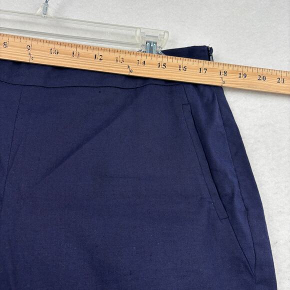 Boden Ankle Pants Womens Size 12 Navy Blue Linen Blend Stretch Side Zip Trouser - Picture 8 of 10
